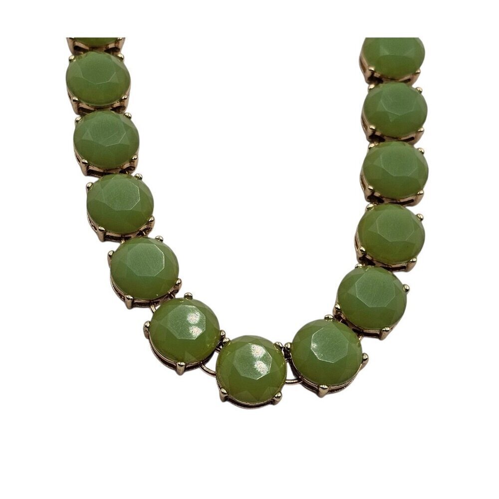 New - J. Crew 17” Long Crystal Resin Green Statement Necklace - Picture 4 of 8